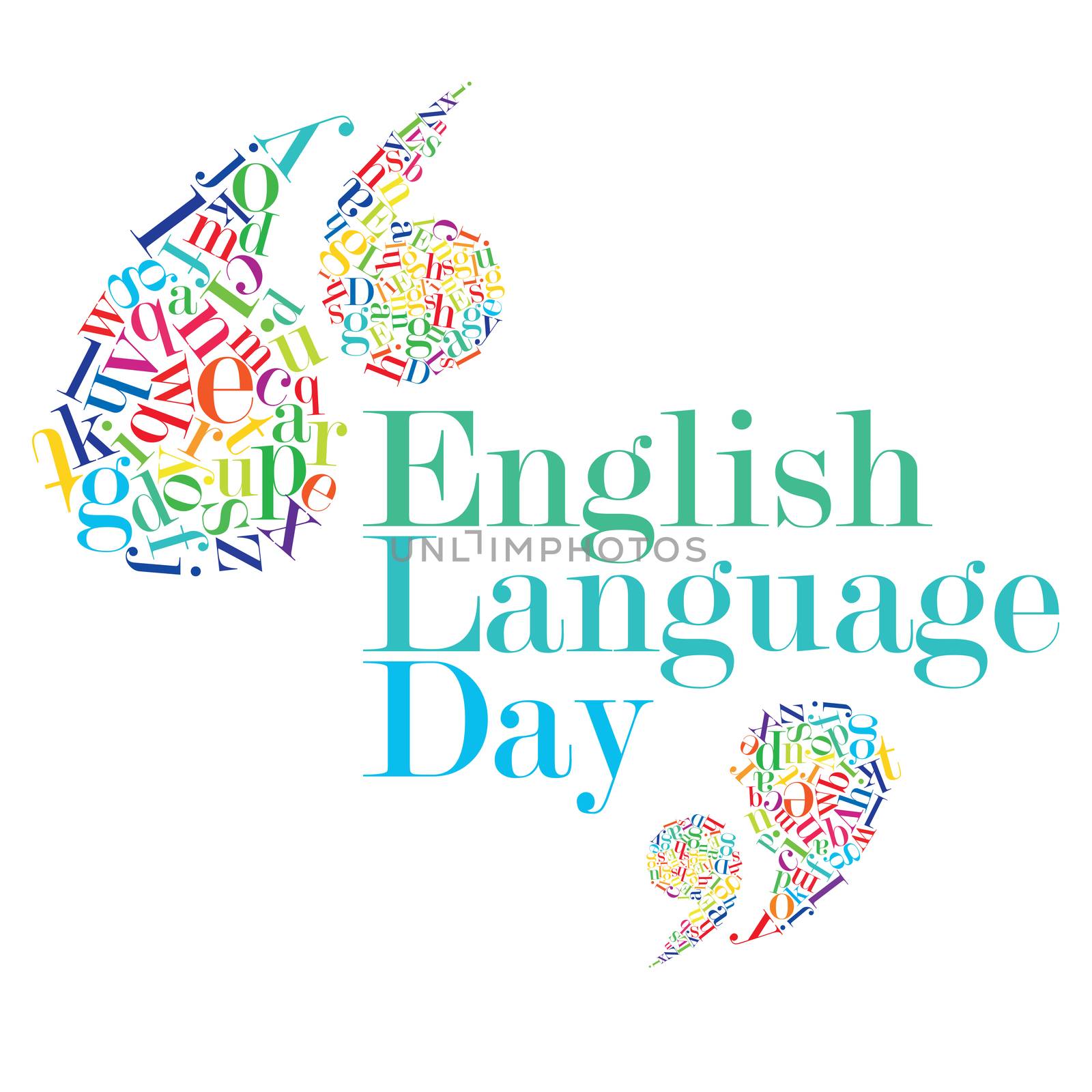 Abstract illustration of English Language Day on a white background