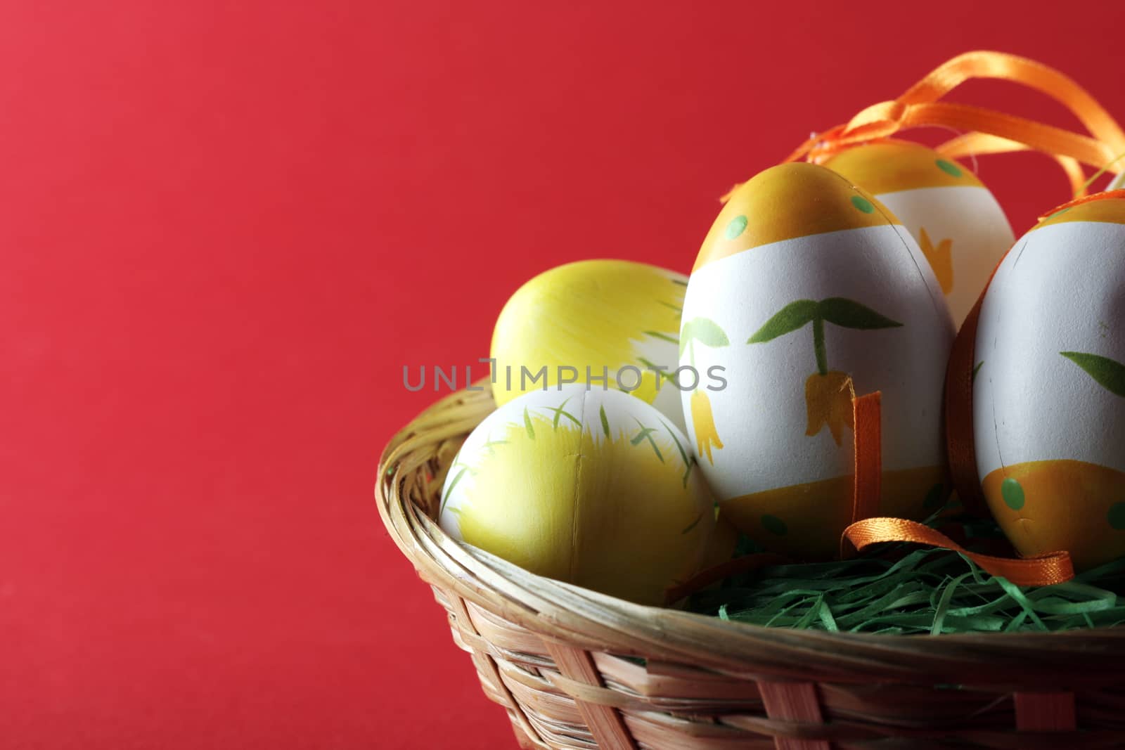 Painted easter eggs  in basket.