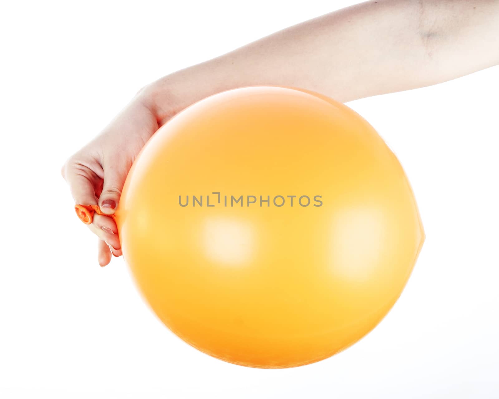 Ballon in a man's hand isolated.