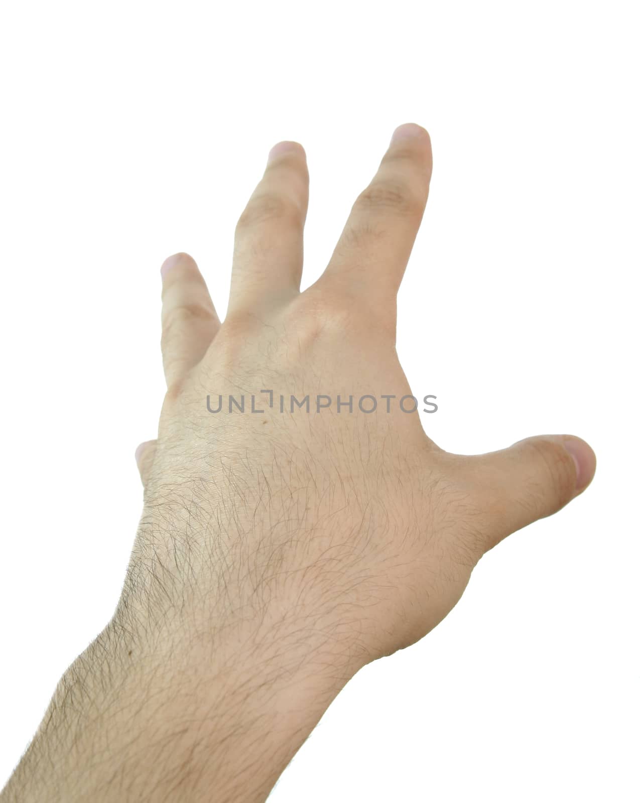 Man hand isolated on white background. Close up.