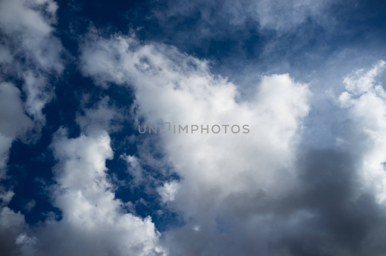 Mix of white and dark clouds in a moody sky