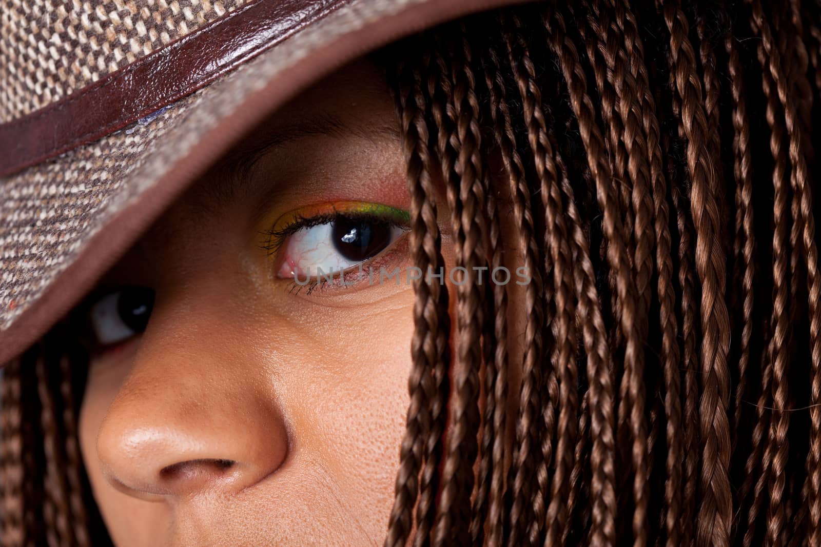 close-up young black woman portrait