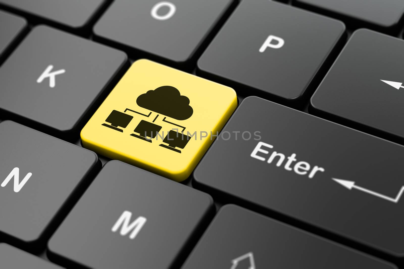 Cloud networking concept: Cloud Network on computer keyboard background by maxkabakov