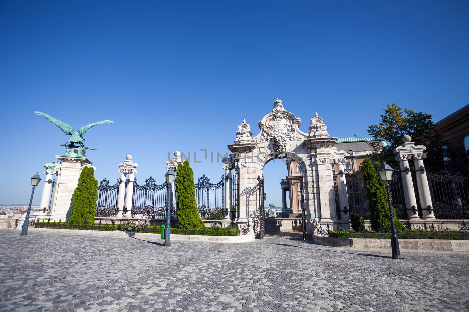 BUDAPEST, HUNGARY - AUGUST 2: Old historical iron gate of Buda Castle in Budapest, Hungary