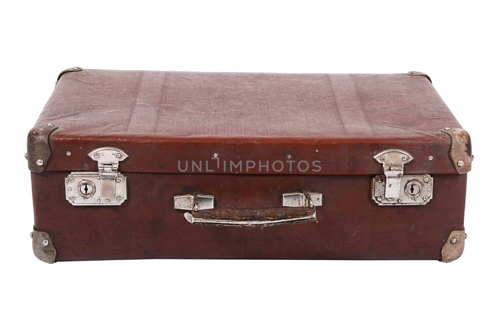 The old suitcase isolated on white background