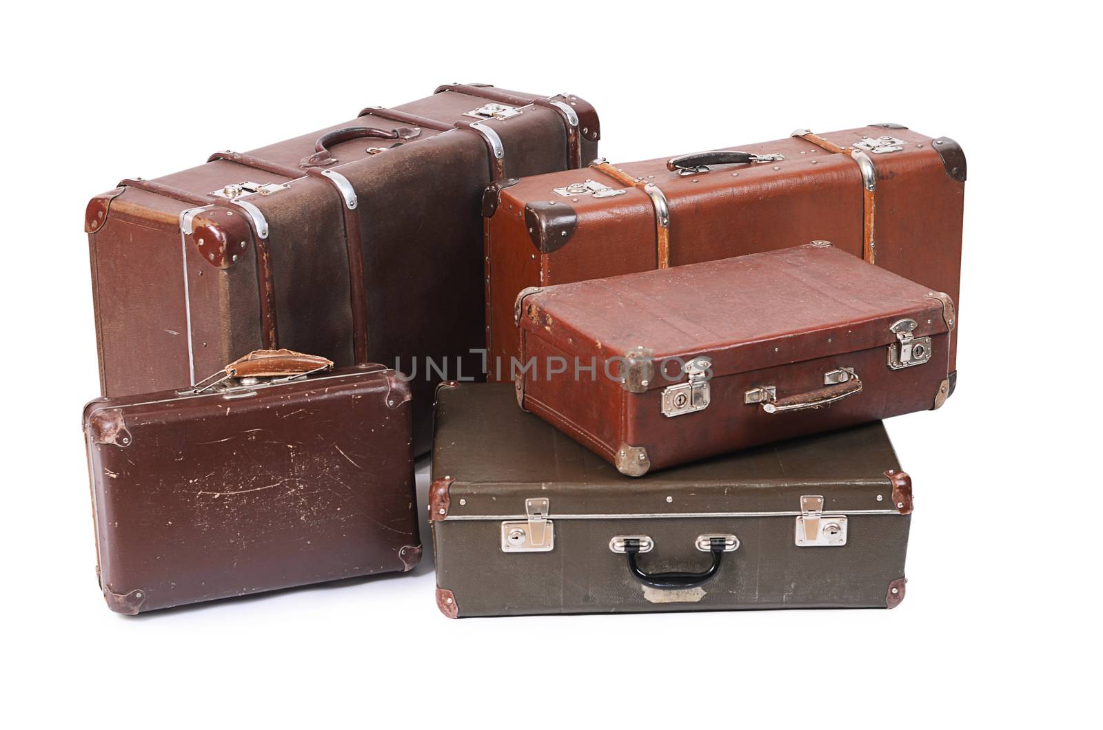 The old suitcase isolated on white background