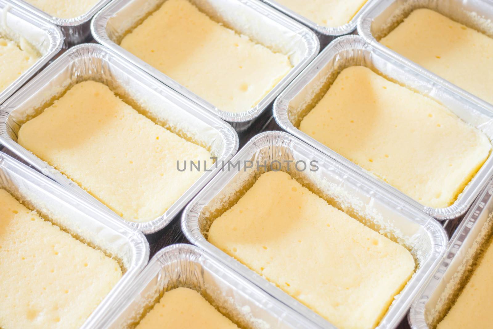 Group of square box cheese cake by punsayaporn