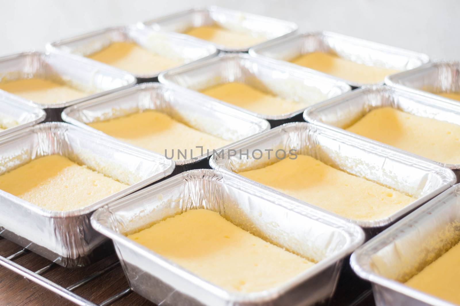 Fresh bake square box cheese cake, stock photo