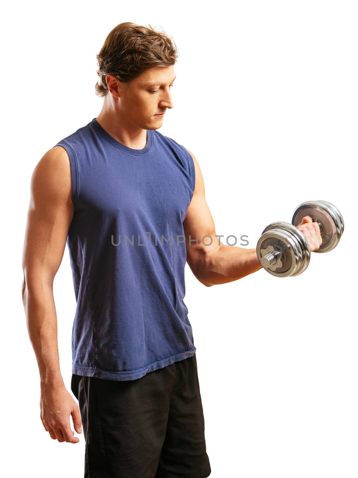 Man doing one arm bicep curl by sumners