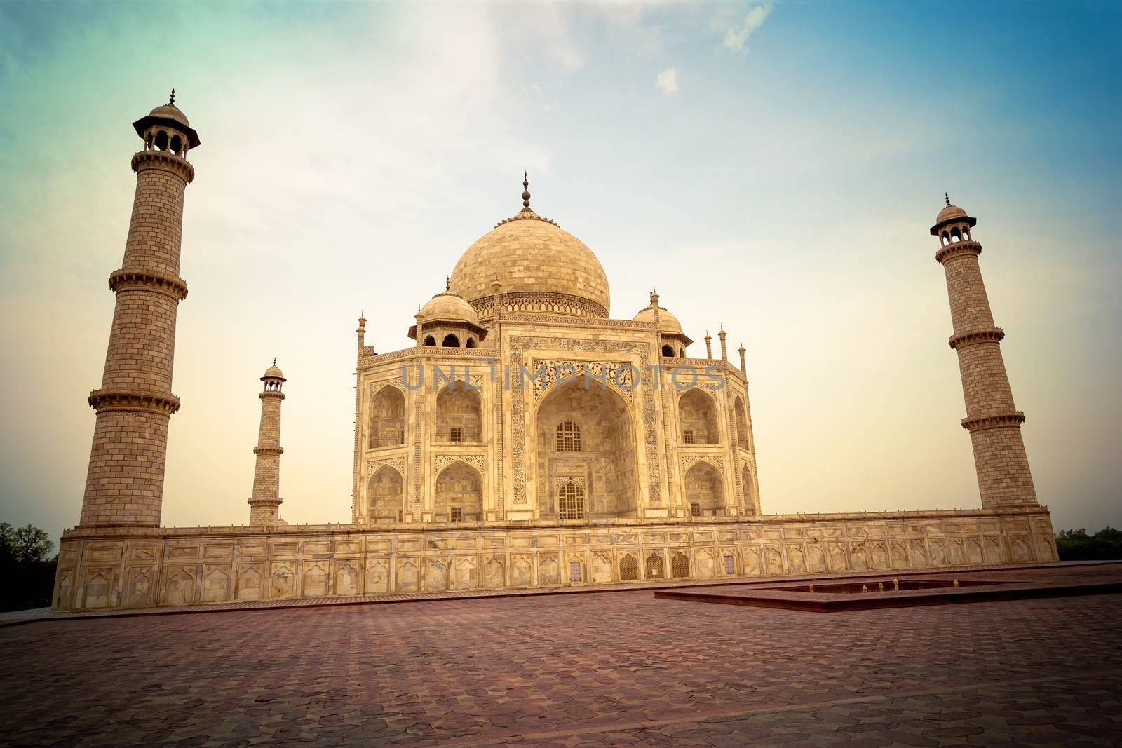 Photo of the Taj Mahal in Agra, India.