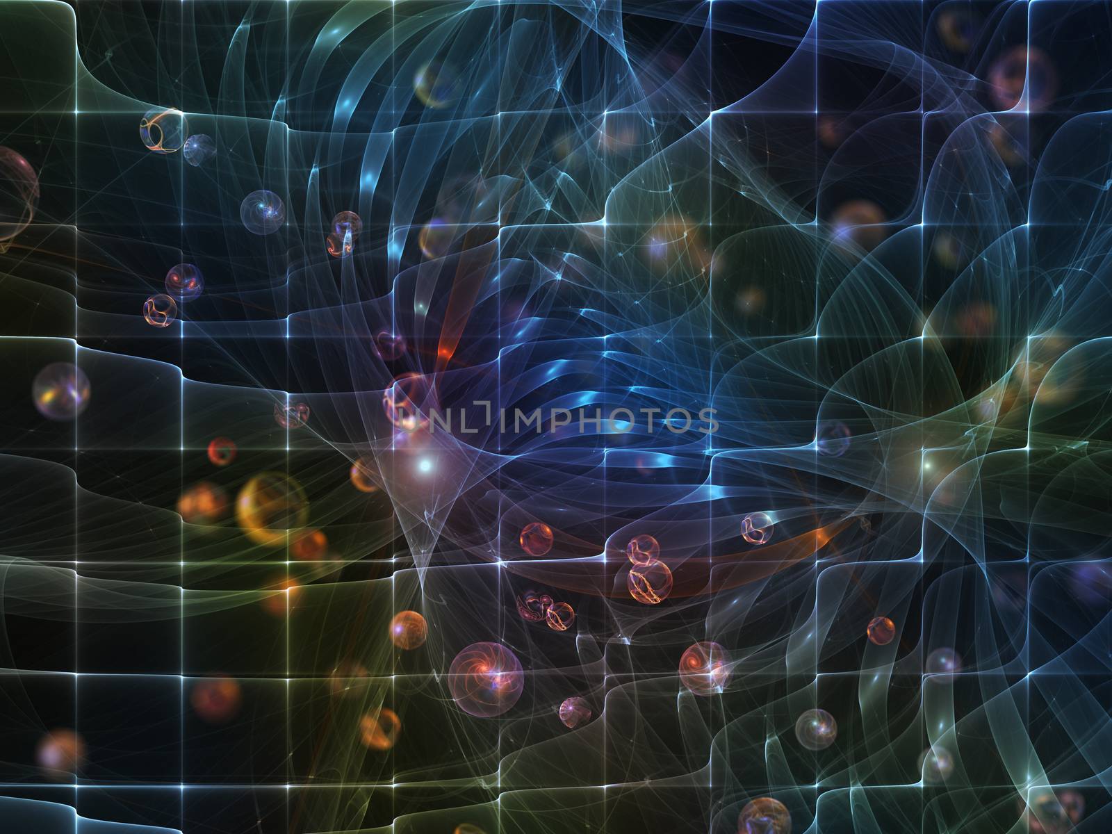 Geometry of Space series. Background design of conceptual grids, curves and fractal elements on the subject of physics, mathematics, technology, science and education