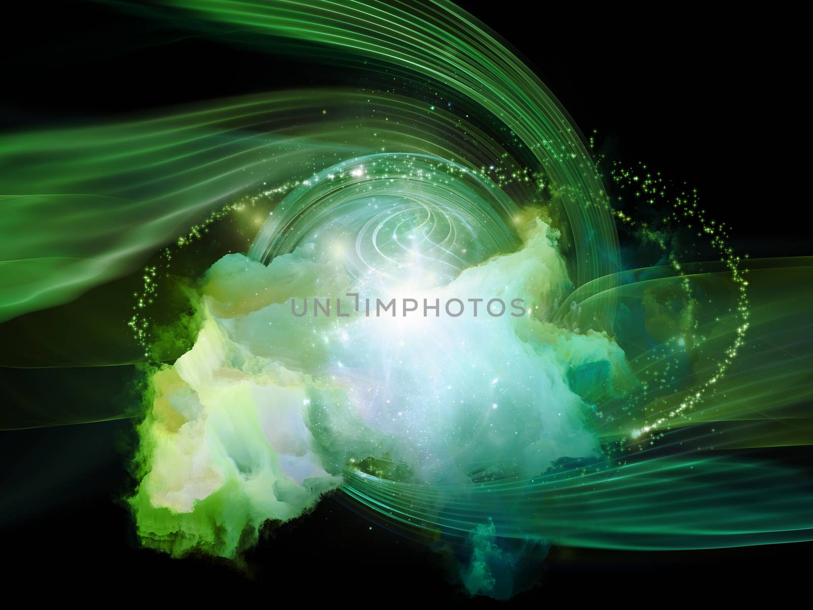 Space Vortex series. Abstract design made of translucent vortex, fractal elements, lights and textures on the subject of science, technology and design