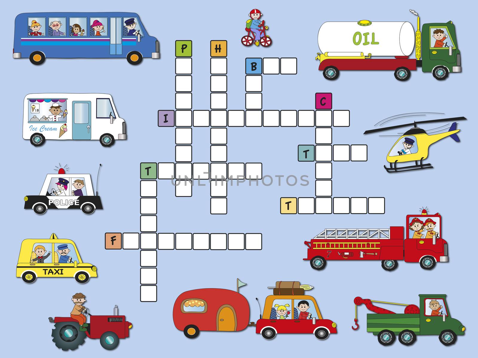 game for children: crossword transport