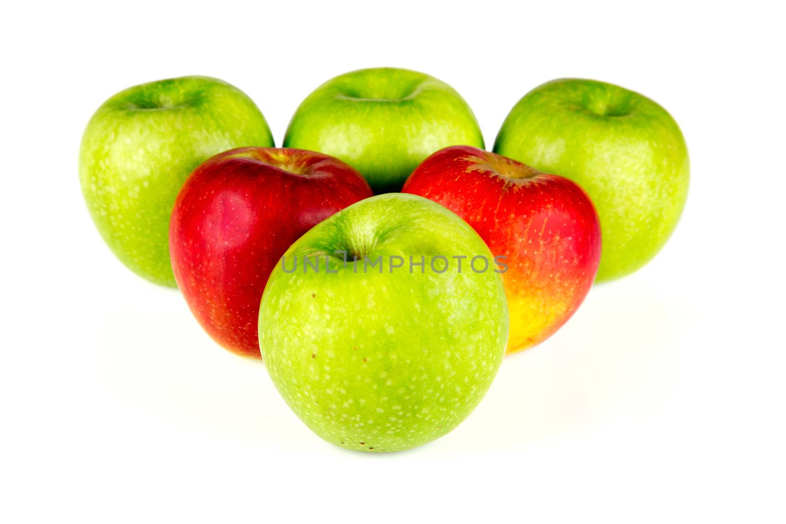 Sliced red and green apple isolated on white