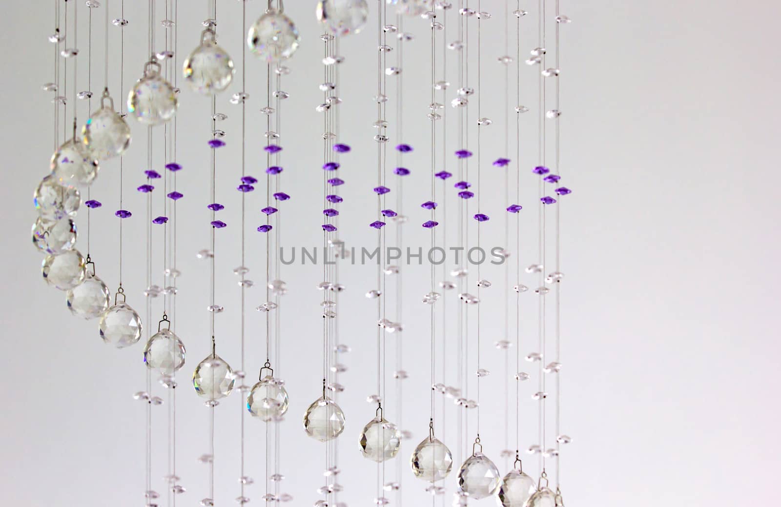 Close up on crystal of contemporary chandelier