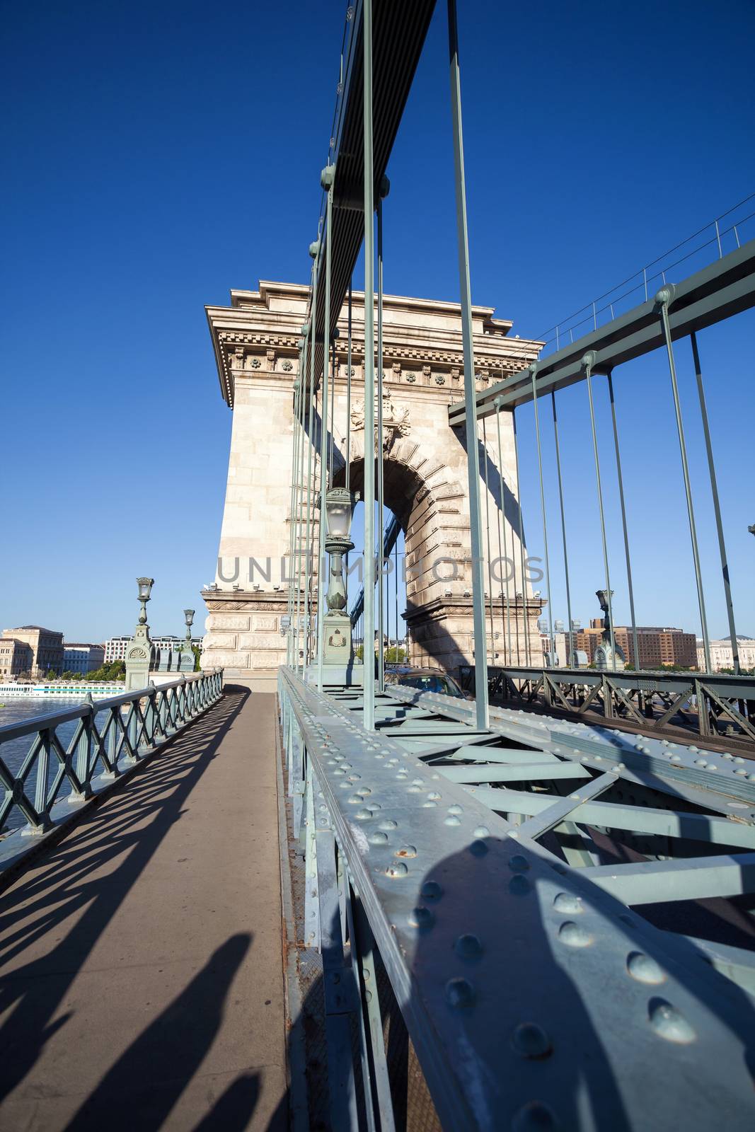 BUDAPEST, HUNGARY - AUGUST 2: Chain Bridge over Danube river in Budapest, Hungary