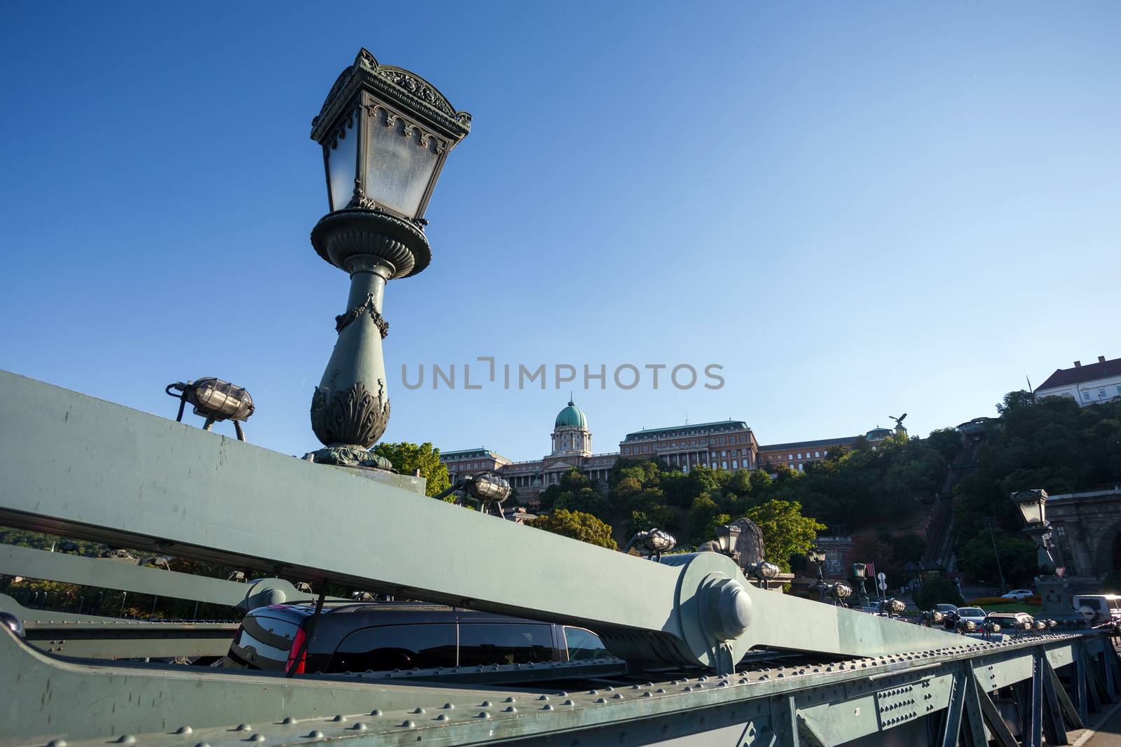 BUDAPEST, HUNGARY - AUGUST 2: Buda Castle view from Chain Bridge, Budapest, Hungary