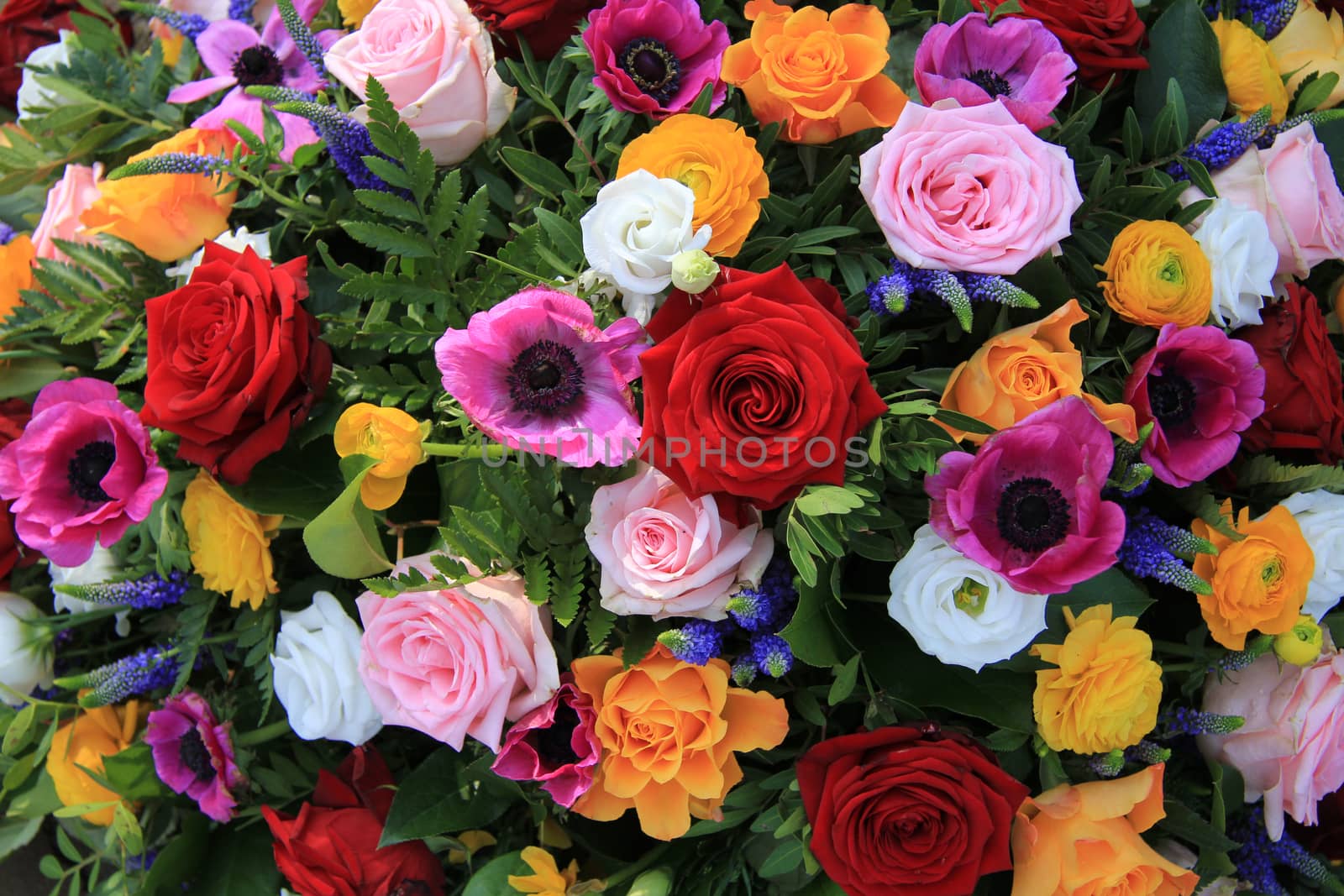 Wedding arrangement in bright colors