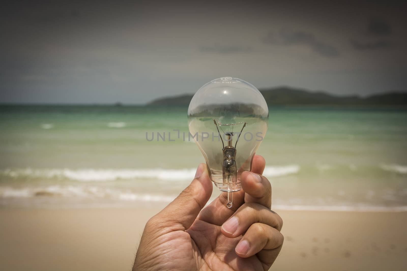Lamp and Beach energy environment by Sorapop