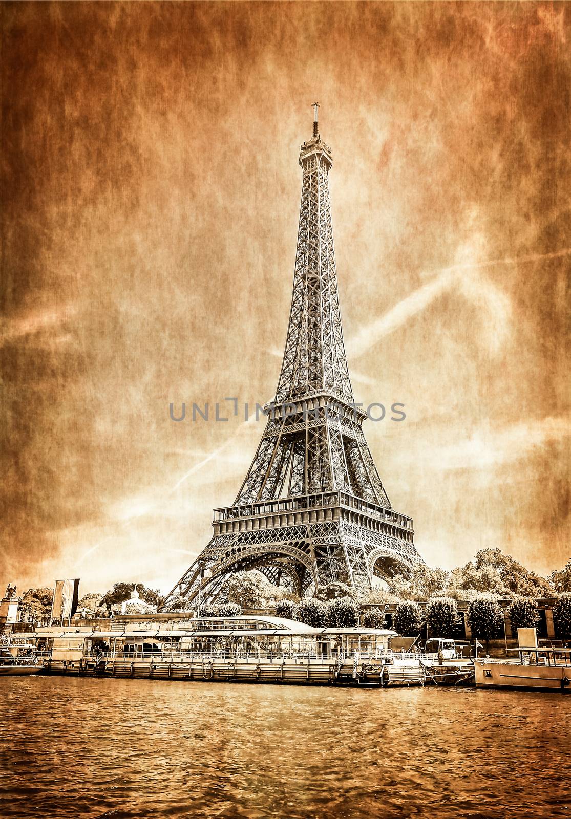 View of Eiffel tower in vintage filtered and textured style by martinm303