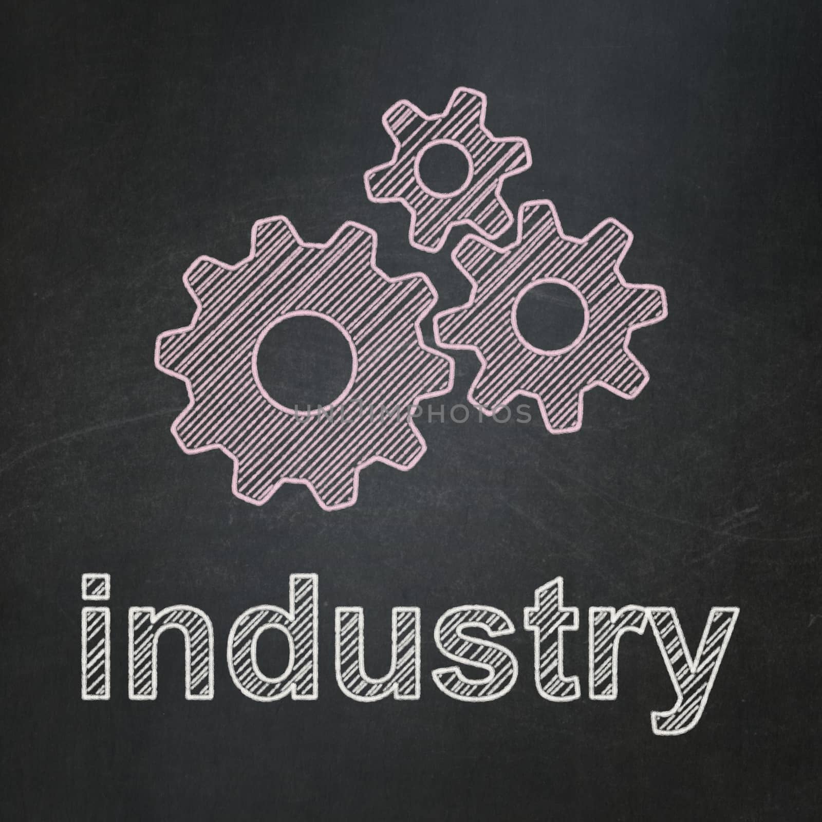 Business concept: Gears and Industry on chalkboard background by maxkabakov