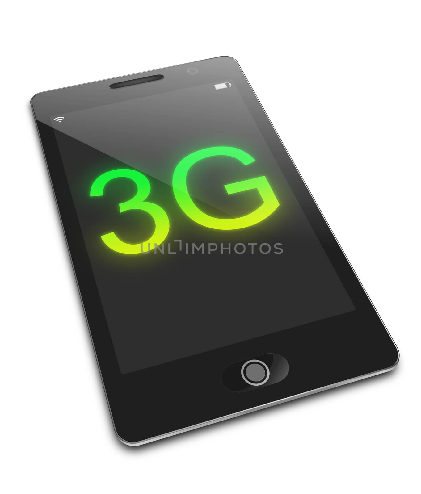 Illustration depicting a phone with a 3G concept.