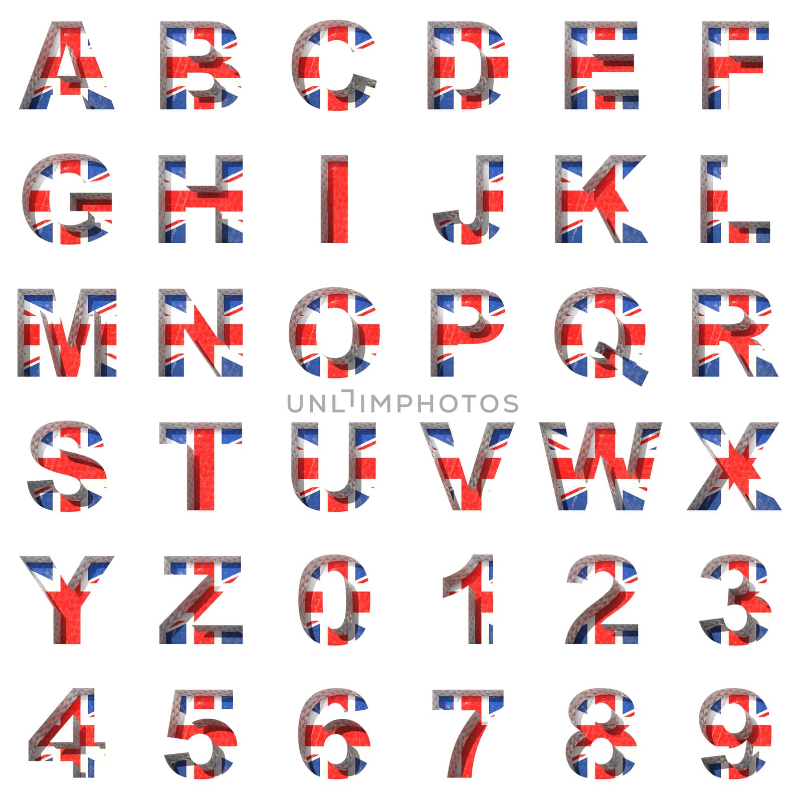 Great Britain alphabet set on white background
