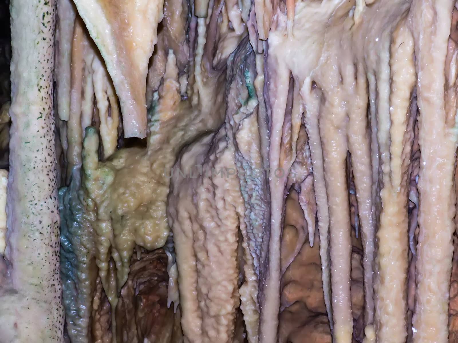 Colorful stalagmites in the cave