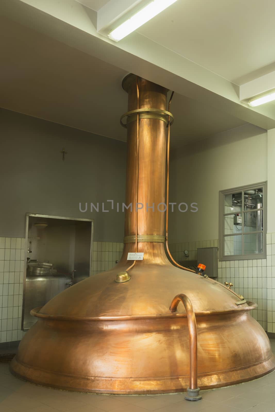 Brewing vessel as seen at Brewery De Brabandere in Bavikhove, Belgium.