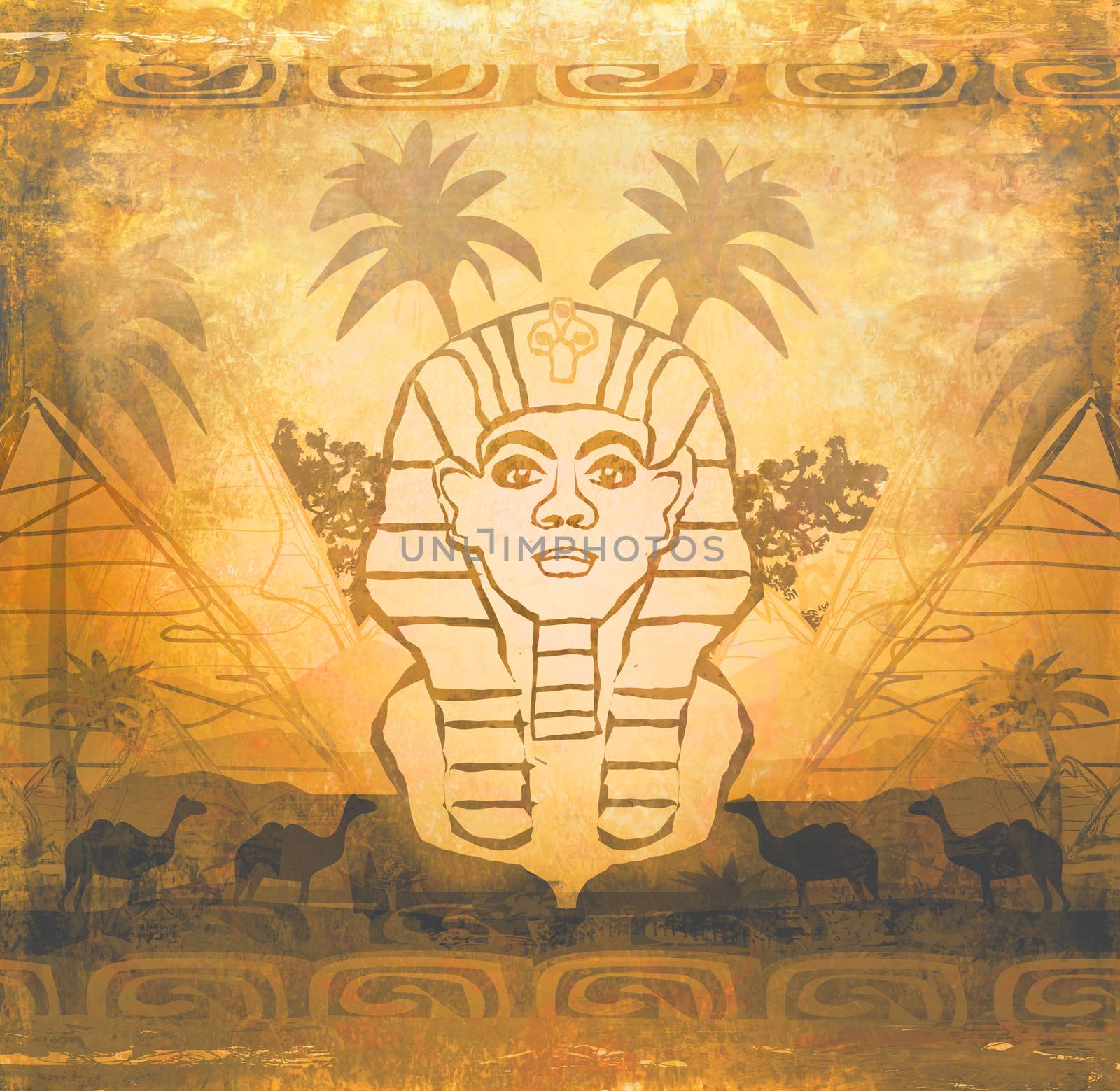 abstract grunge frame - Great Sphinx of Giza