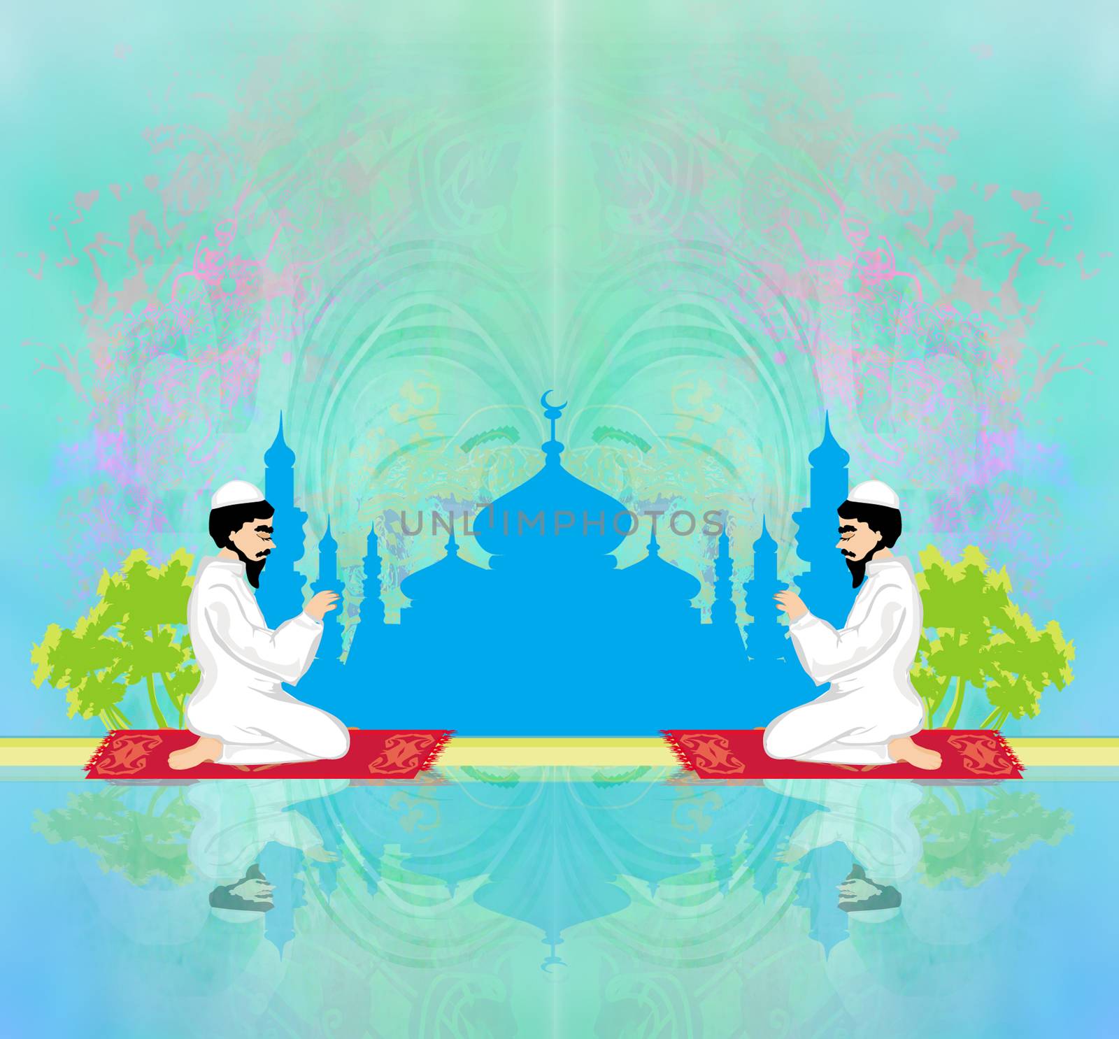 abstract religious background - muslim men praying