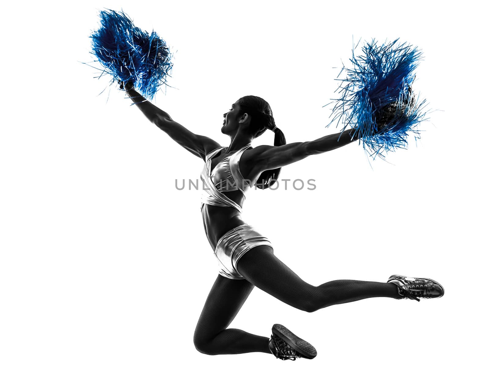 young woman cheerleader cheerleading  silhouette by PIXSTILL