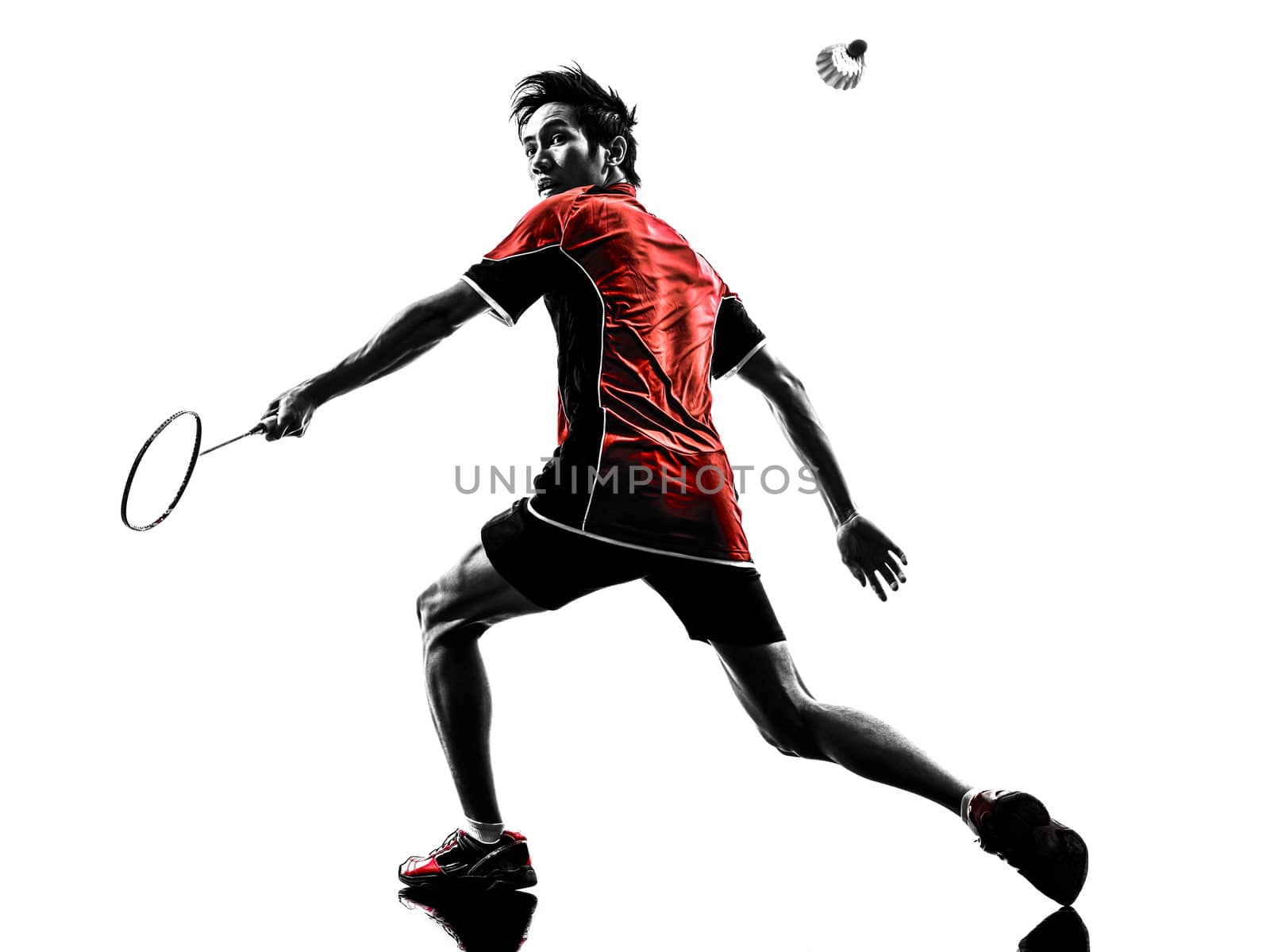 badminton player young man silhouette by PIXSTILL