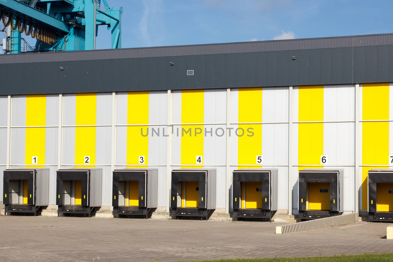 warehouse with loading docks in port custom area
