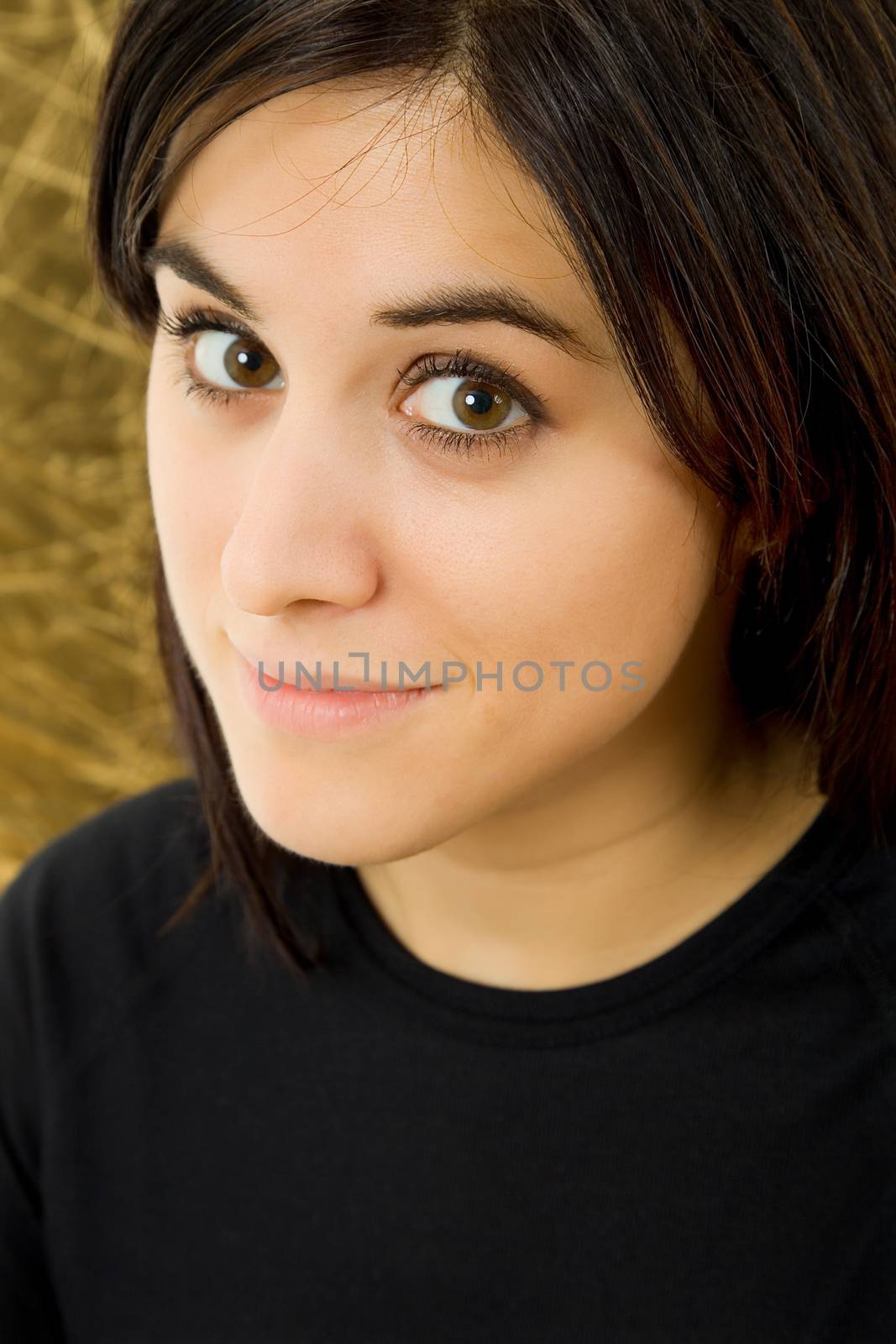 young beautiful happy woman, close up portrait