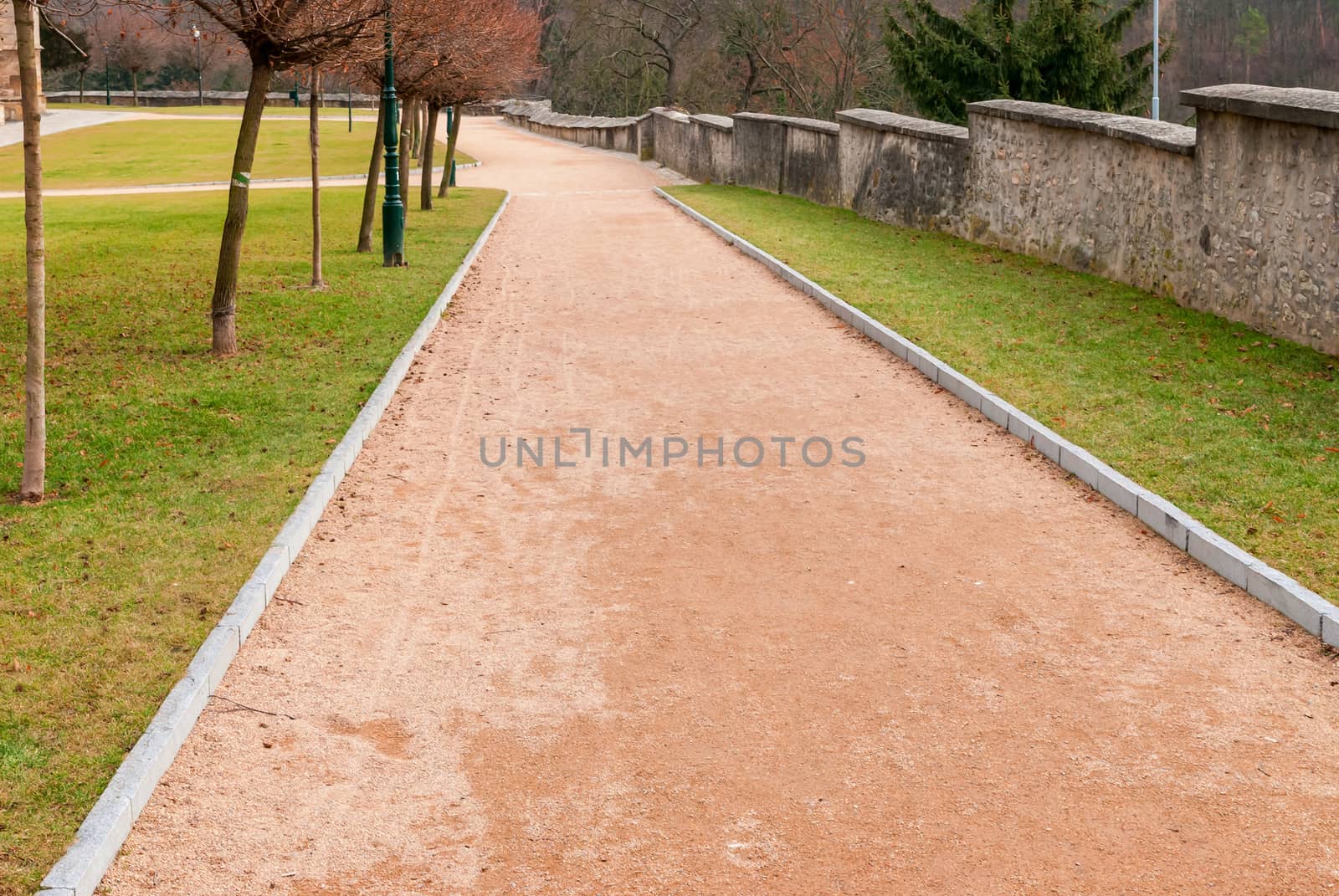 Red gravel path in the park by Zhukow