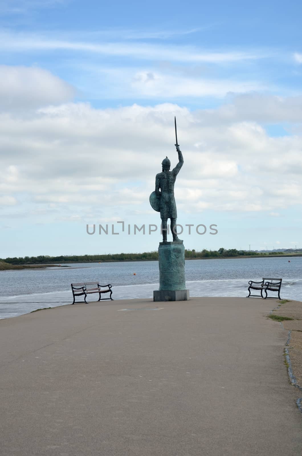 Statue of Warrior guarding the river
