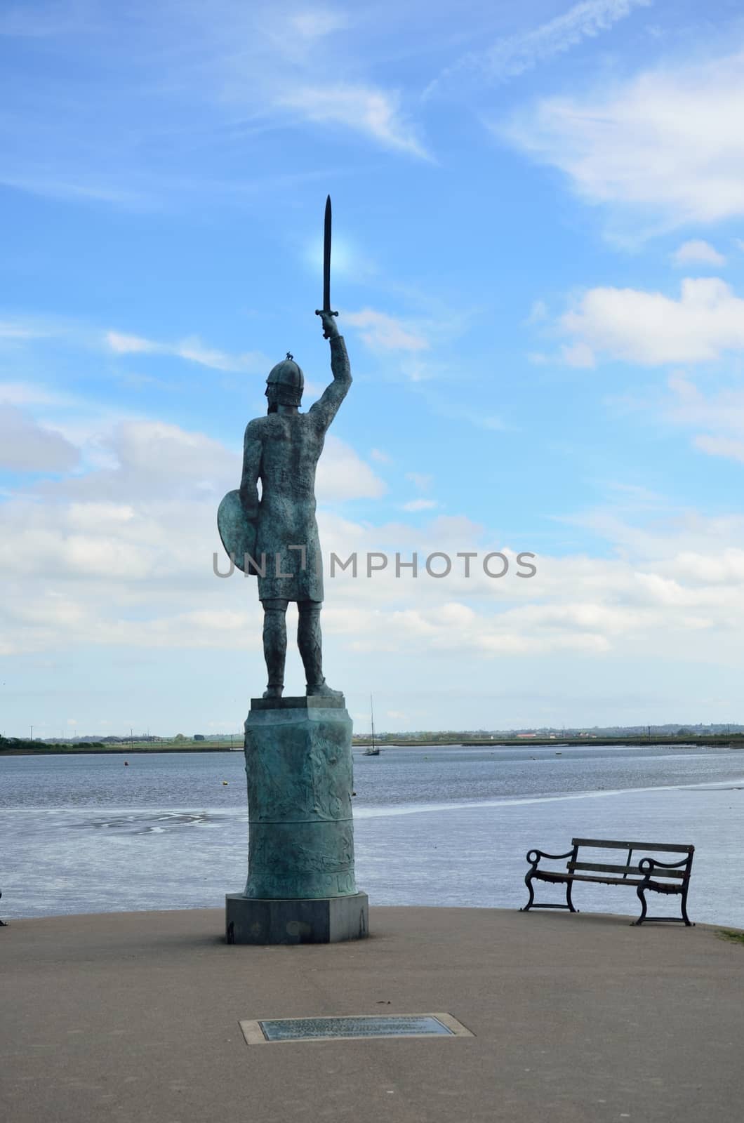 Statue of Warrior overlooking River