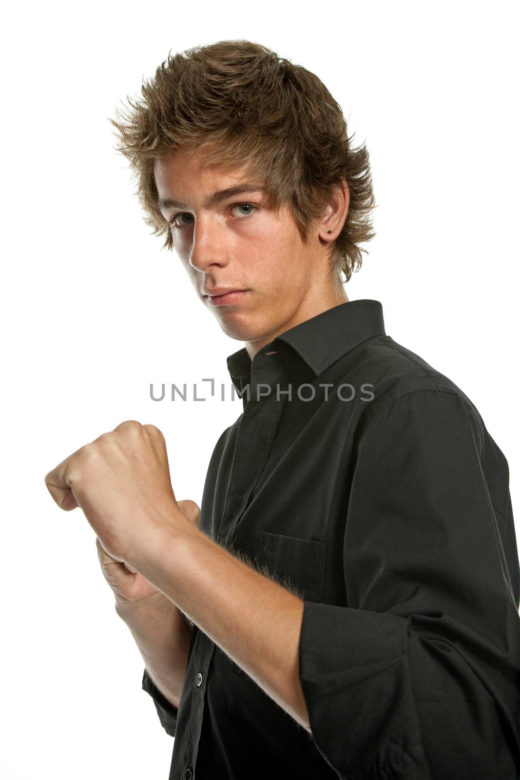 casual young man portrait, isolated on white