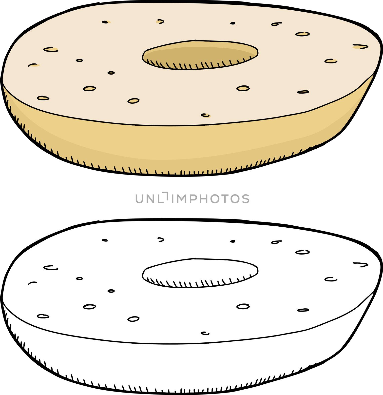 One sliced plain bagel over white background