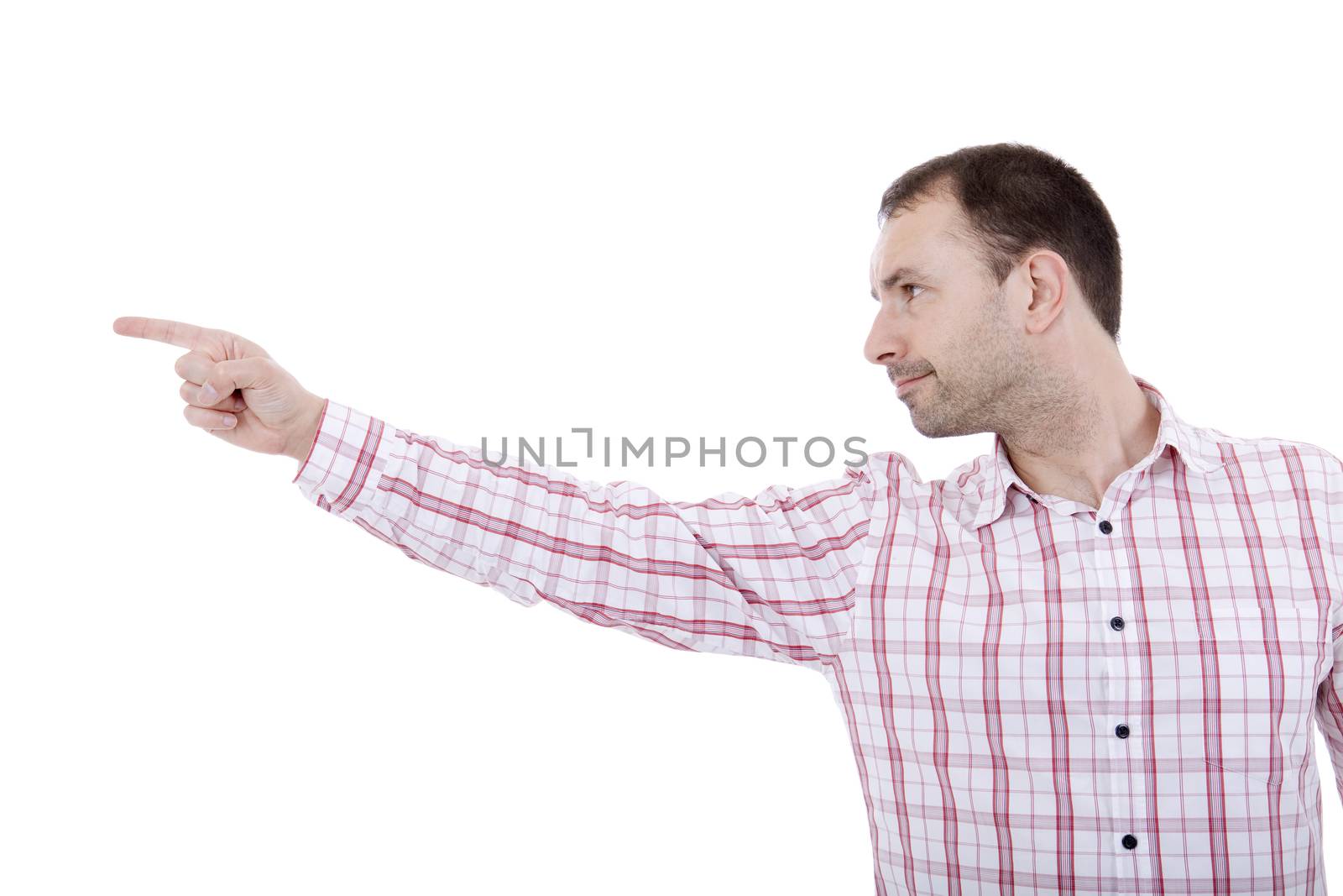 young casual man portrait, isolated on white