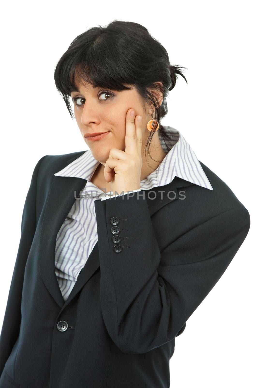 young woman portrait isolated on white background