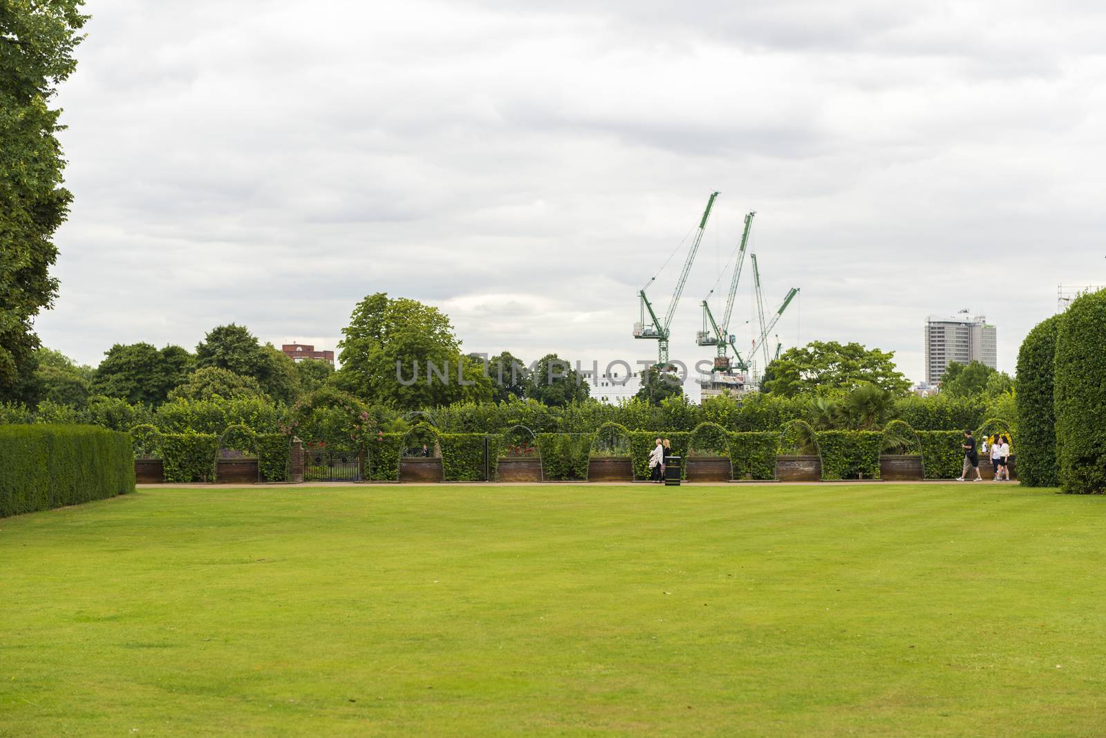 LONDON, UK - AUGUST 13: Grounds in Kensington Palace garden, in Kensington Garden Park, next to Hyde Park. August 13, 2013 in London.