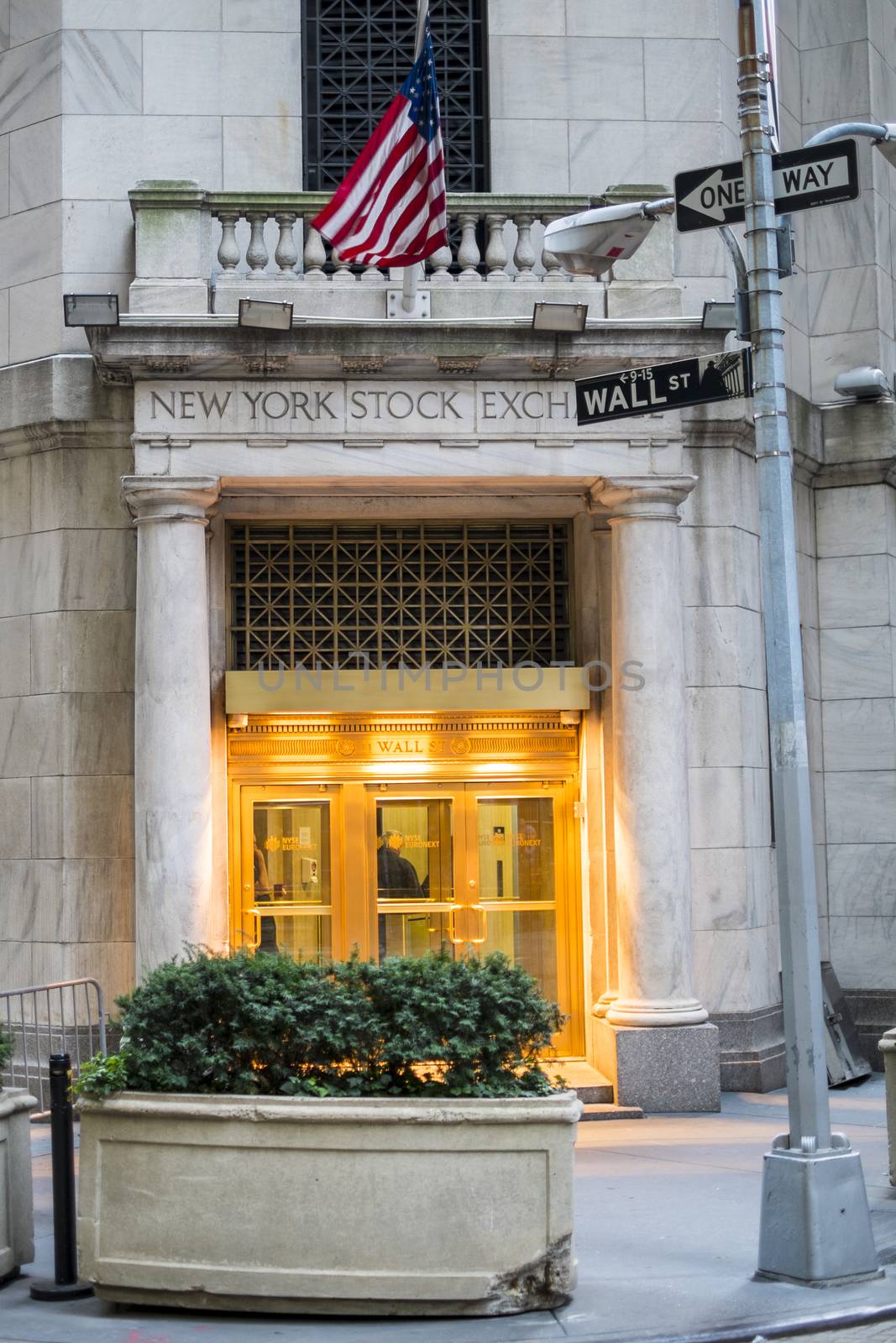NEW YORK, US - NOVEMBER 22: Back entrance to the New York Stock Exchange building in Lower Manhattan. November 22, 2013 in New York.