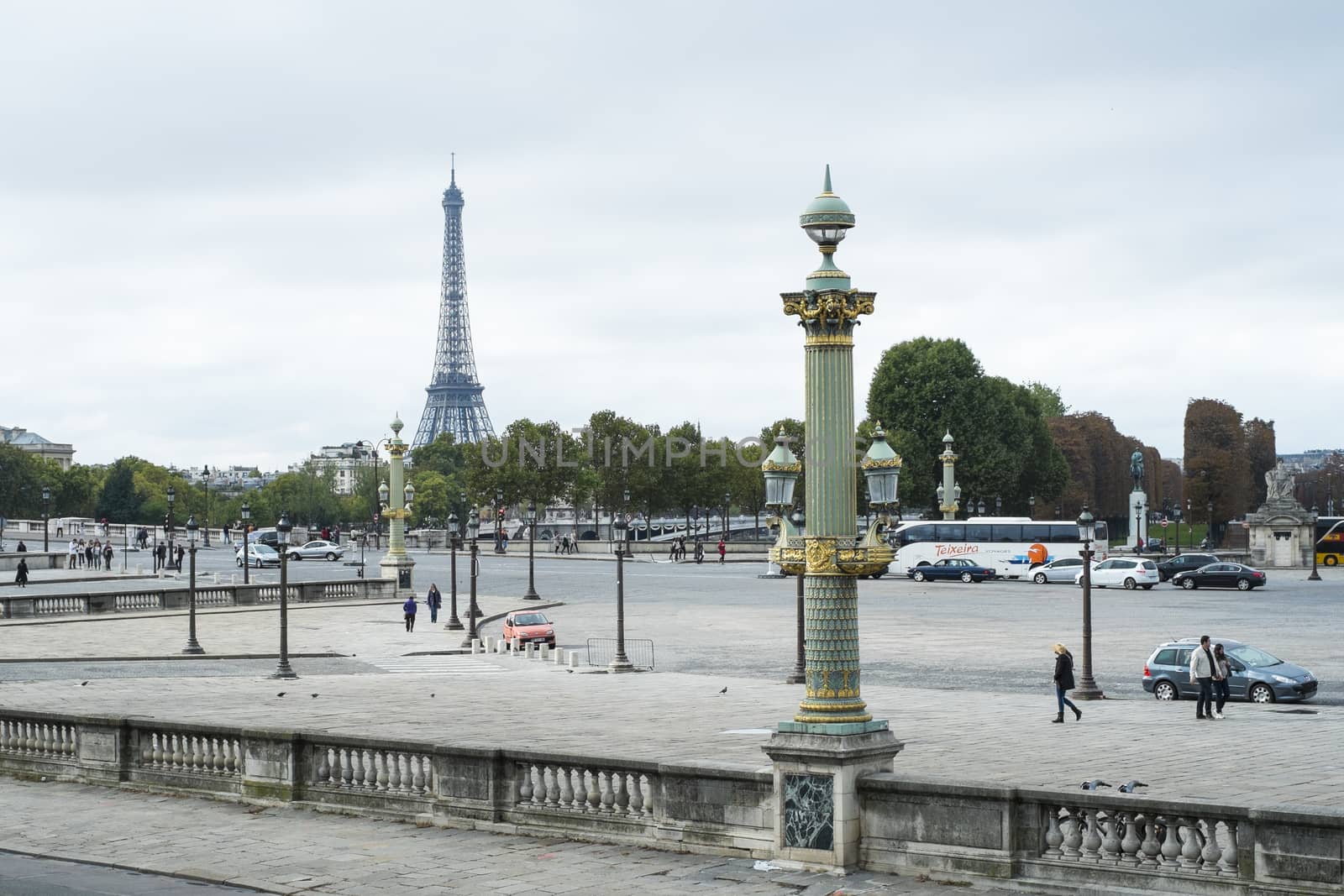 PARIS, FRANCE - OCTOBER 20: The Eiffel tower seen from the horseshoe terrace, in Tuilerie park. October 20, 2013 in Paris.