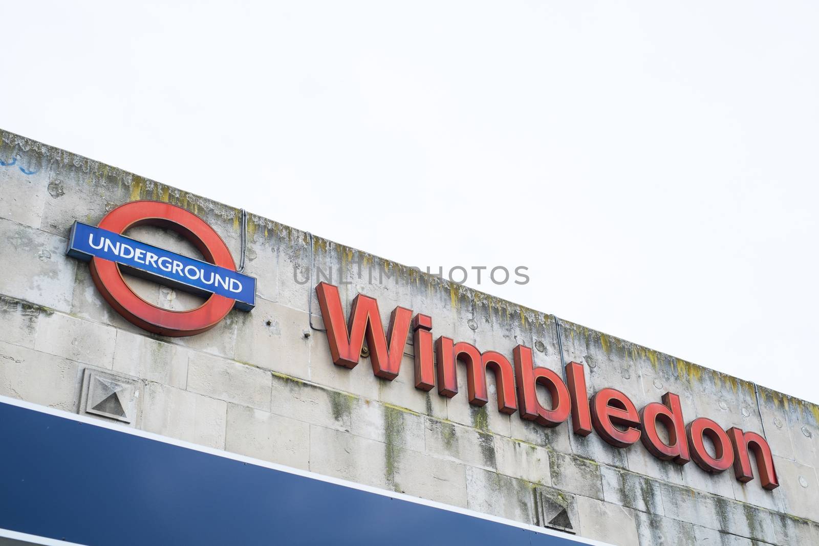 LONDON, UK - JANUARY 18: Detail of Wimbledon station facade. January 18, 2014 in London.