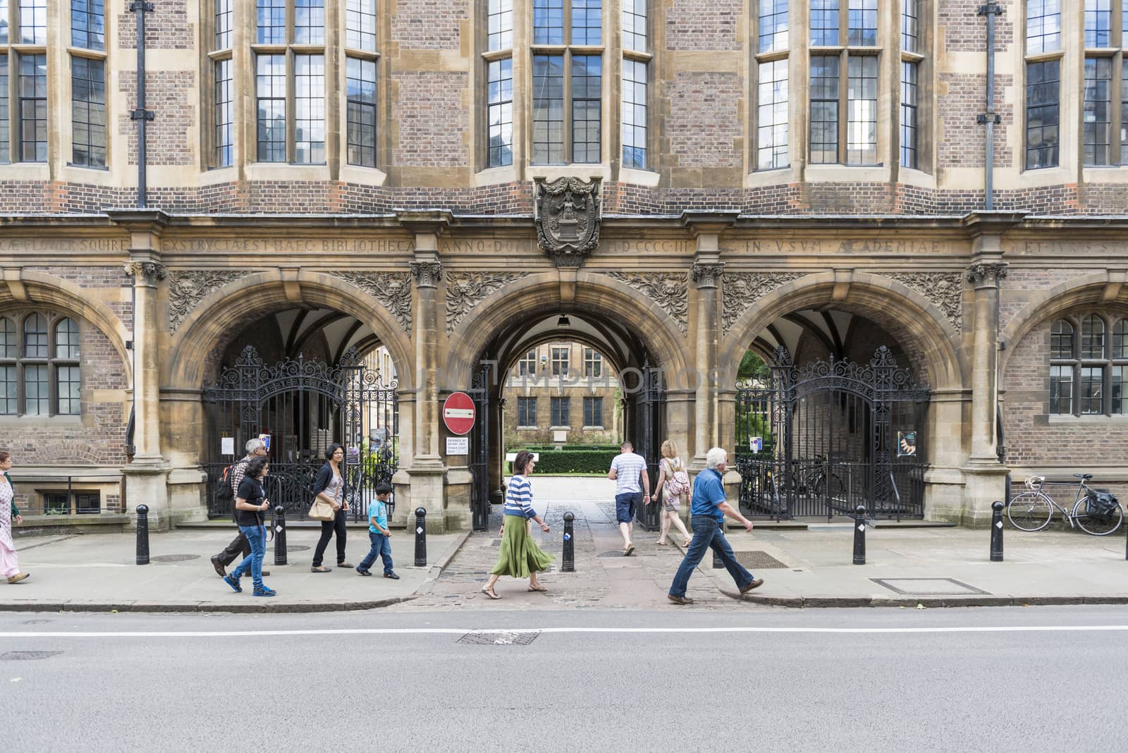 CAMBRIDGE, UK - AUGUST 18: Facade of the Natural History Museum with pedestrians walking past. August 18, 2013 in Cambridge.