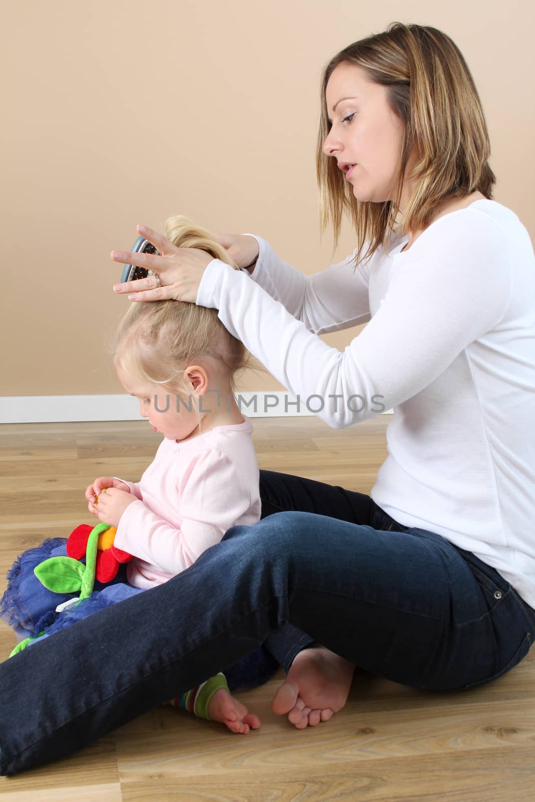 Mother and toddler daughter spending time together