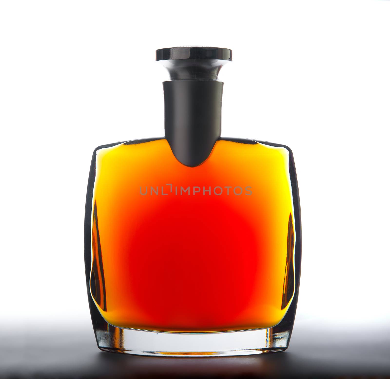 The bottle of brandy (cognac). Isolated on white.