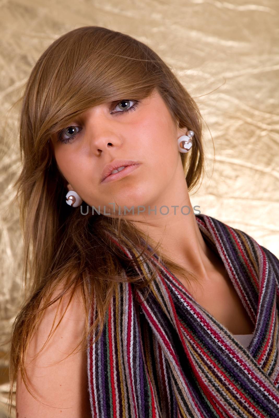 young beautiful blonde woman, close up portrait